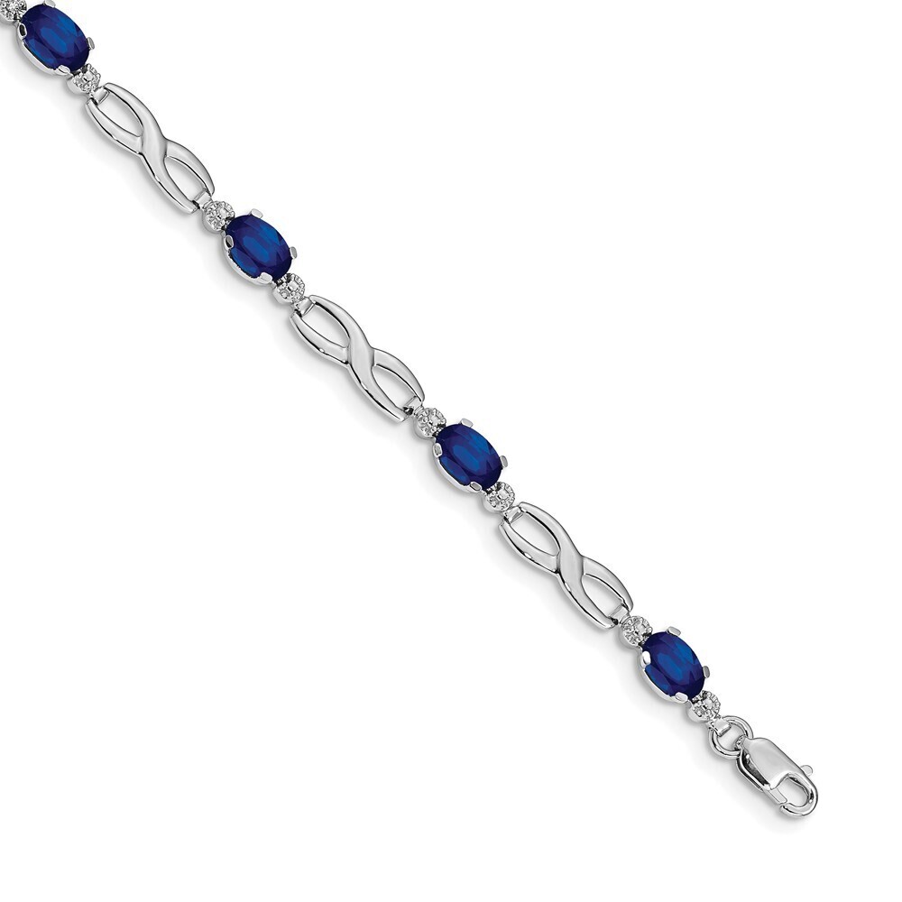 14k White Gold Infinity Diamond & Sapphire Bracelet